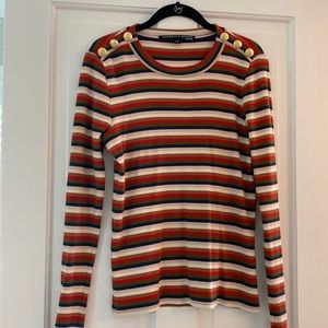 Veronica Beard long sleeve Mayer shirt with gold button detail Sz XS multicolor